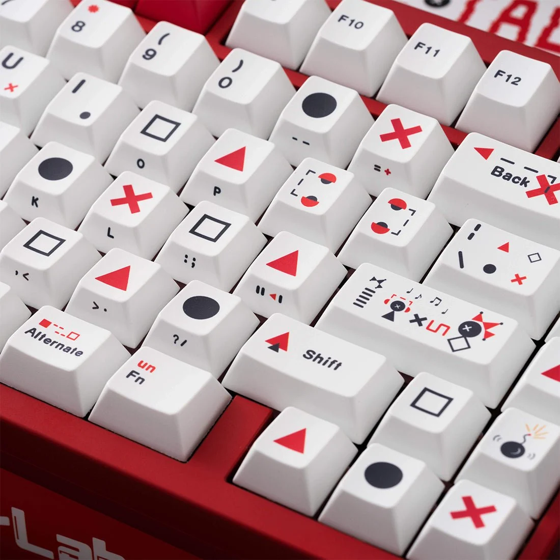 TIC-TAC-TOE Side-Printed Original Magnetic Keycaps (Cold-White+Red)