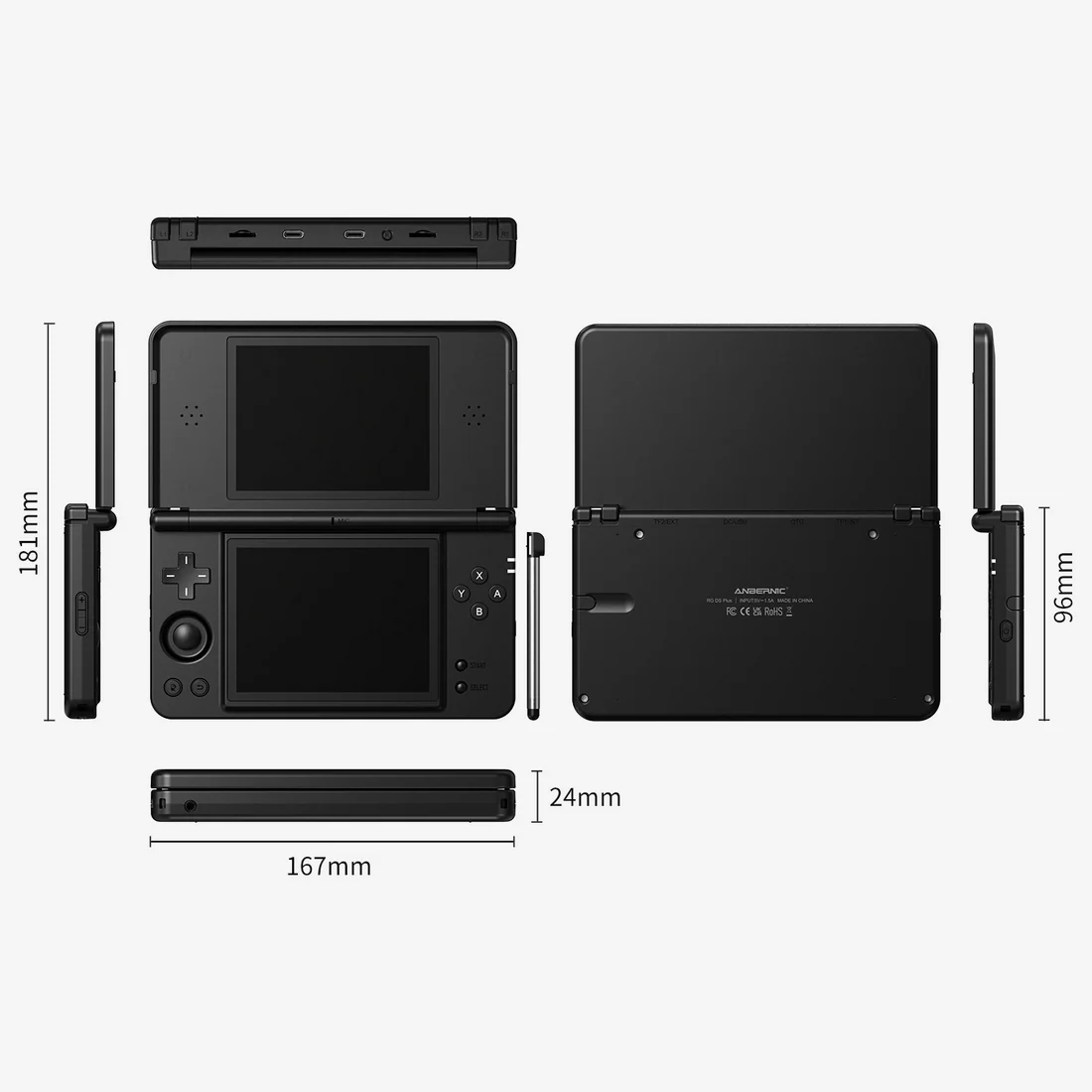 RG DS Plus 4.3-inch Dual-Screen Touchscreen Linux System Retro Portable Handheld Gamepad（16GB Standard）