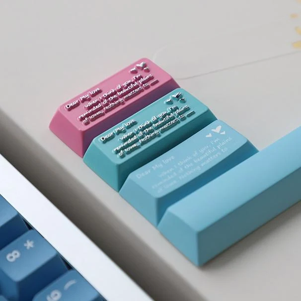 “Sea Mist Romantic Letter” Original-Profile Zinc Alloy Enter Keycap for Mechanical Keyboards