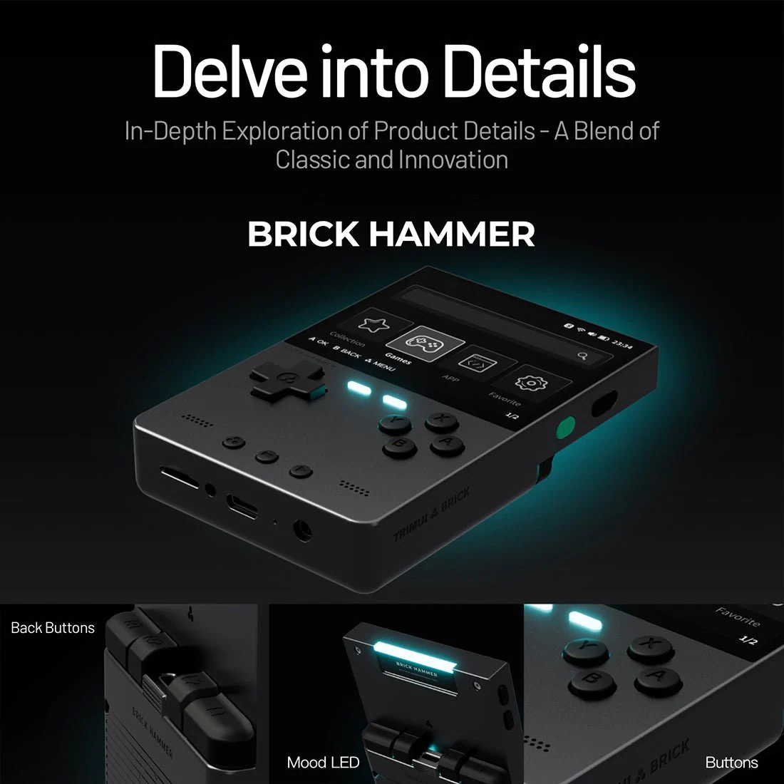 TRIMUI BRICK HAMMER 金属复古掌上游戏机