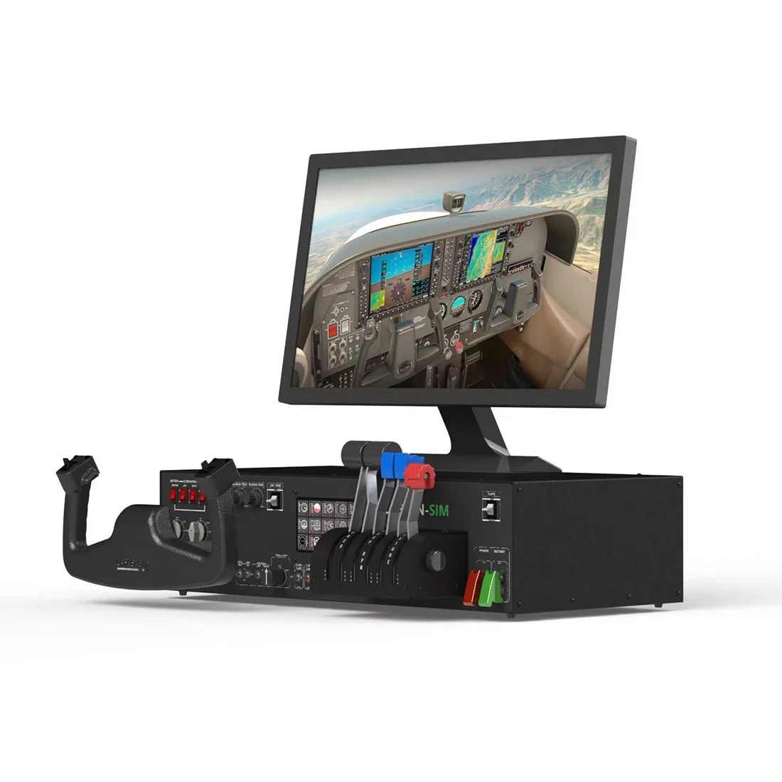 LARSENSIM Desktop Flight Sim Control Metal Housing Panel with Integrated Display for Windows, Compatible with X-Plane MSFS, D40/D42/172 Aircraft Models(Pre order:35 days)