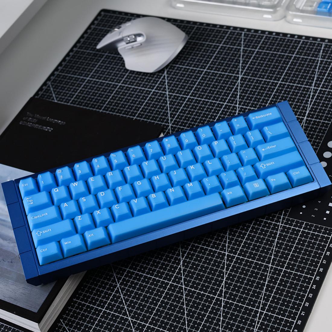 61-Key Layout Deep Sea Blue Double-Shot Keycaps