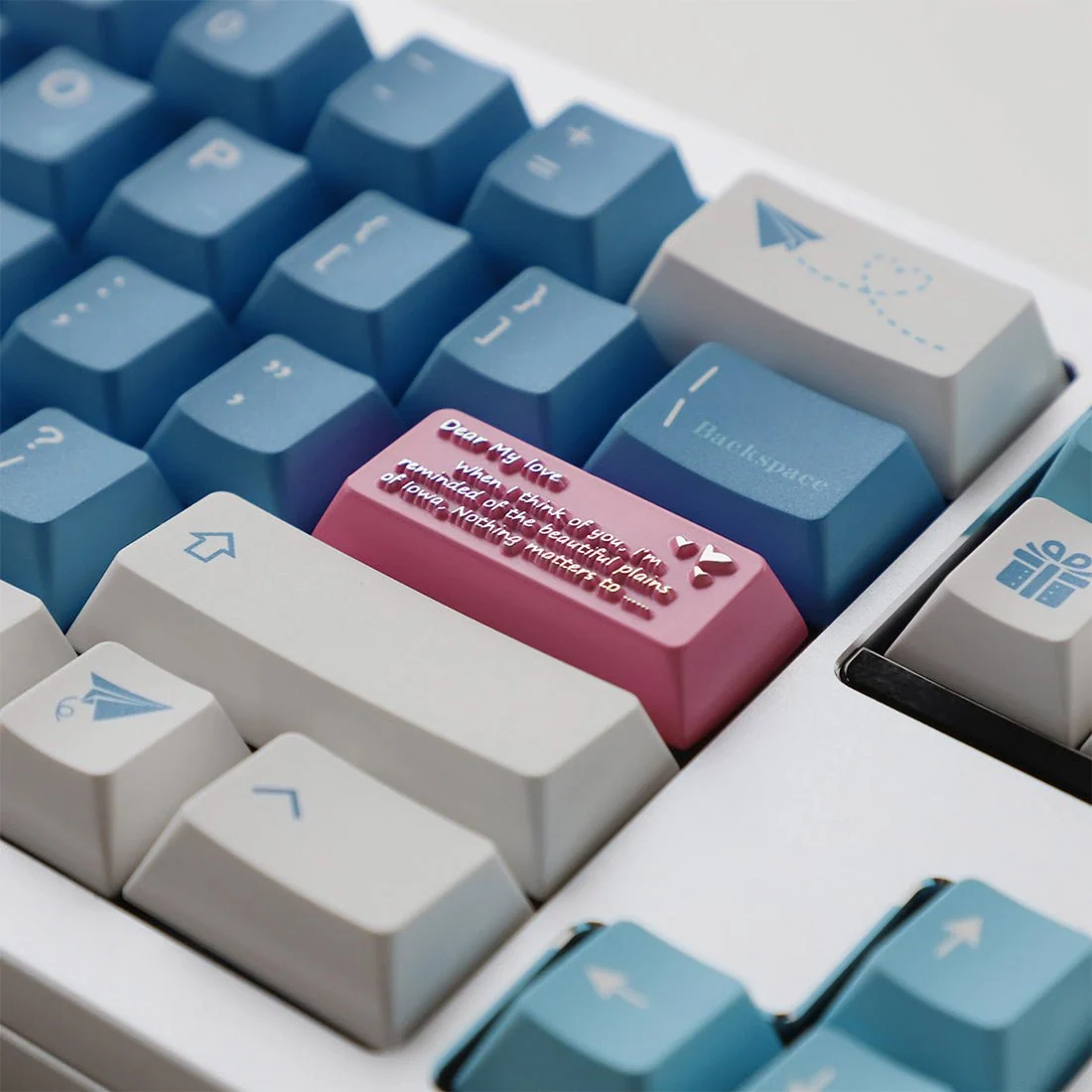 “Sea Mist Romantic Letter” Original-Profile Zinc Alloy Enter Keycap for Mechanical Keyboards