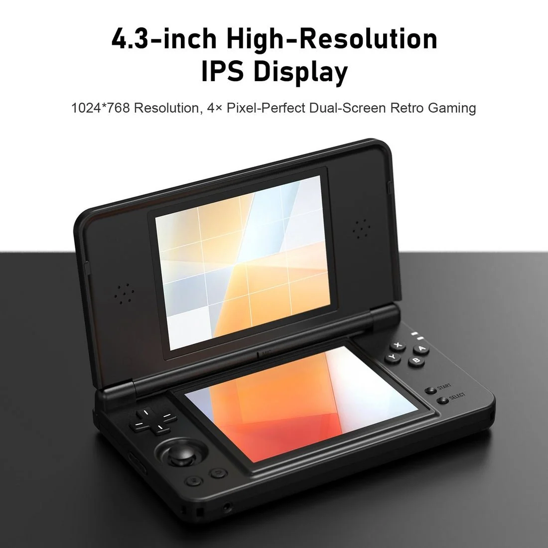 RG DS Plus 4.3-inch Dual-Screen Touchscreen Linux System Retro Portable Handheld Gamepad（16GB Standard）