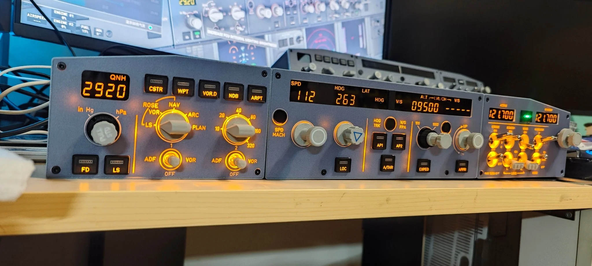 D108 一体式 A320 家用座舱面板 - 集成 FCU+左侧 EFIS+自定义灯光/频率模块 适用于 Windows MSFS2020、X-Plane 12（Fenix、FBW、Toliss）预售：15 天