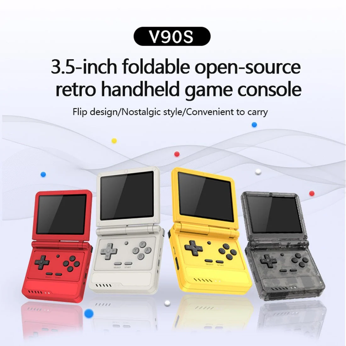 Powkiddy V90S 3.5-Inch 复古折叠掌上游戏机