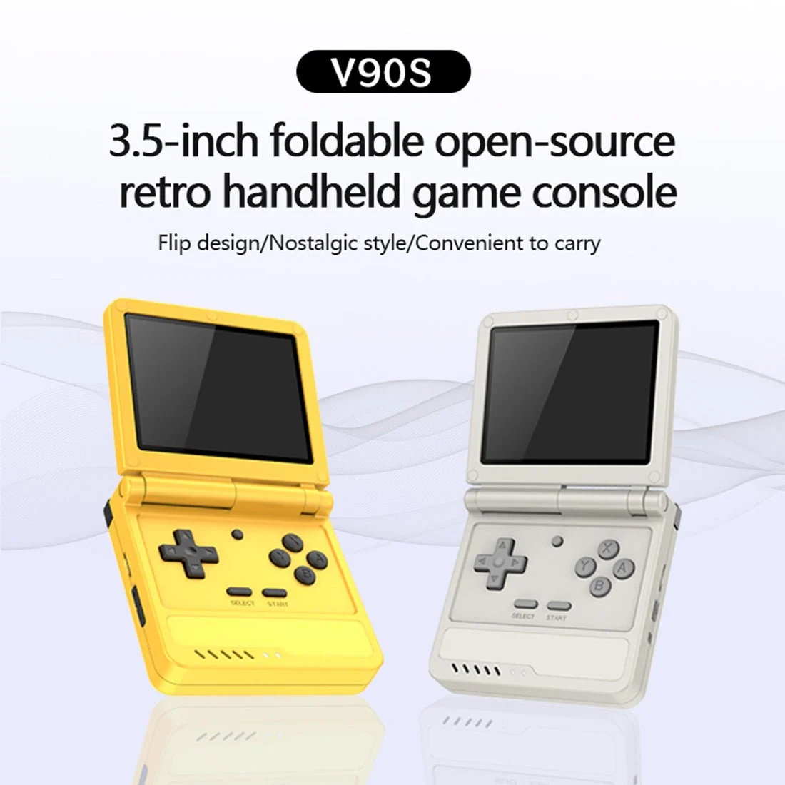 Powkiddy V90S 3.5-Inch 复古折叠掌上游戏机