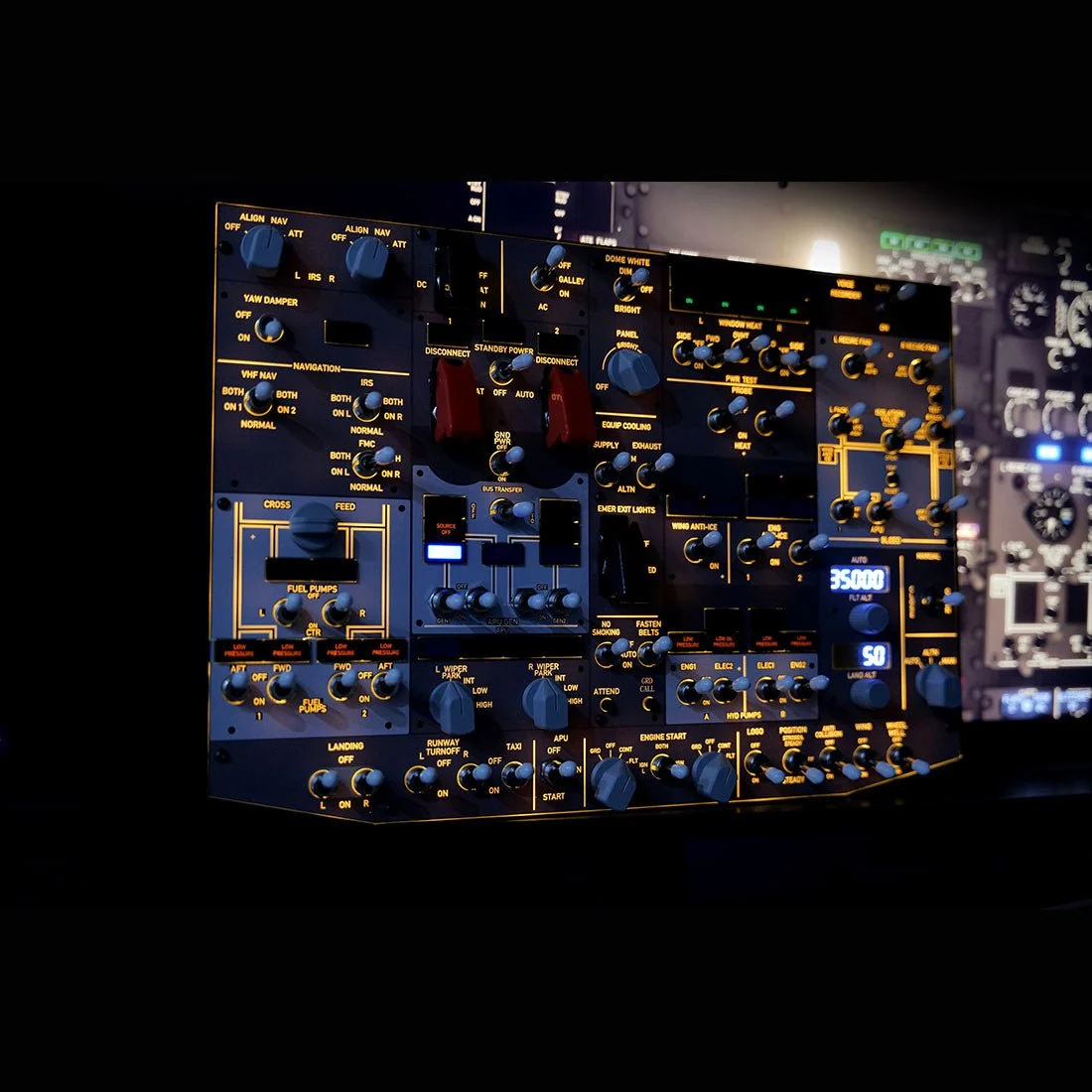 Rowsfire B107 B737 Light OVHD OVERHEAD Panel for MSFS 2020/2024, Xplane 12