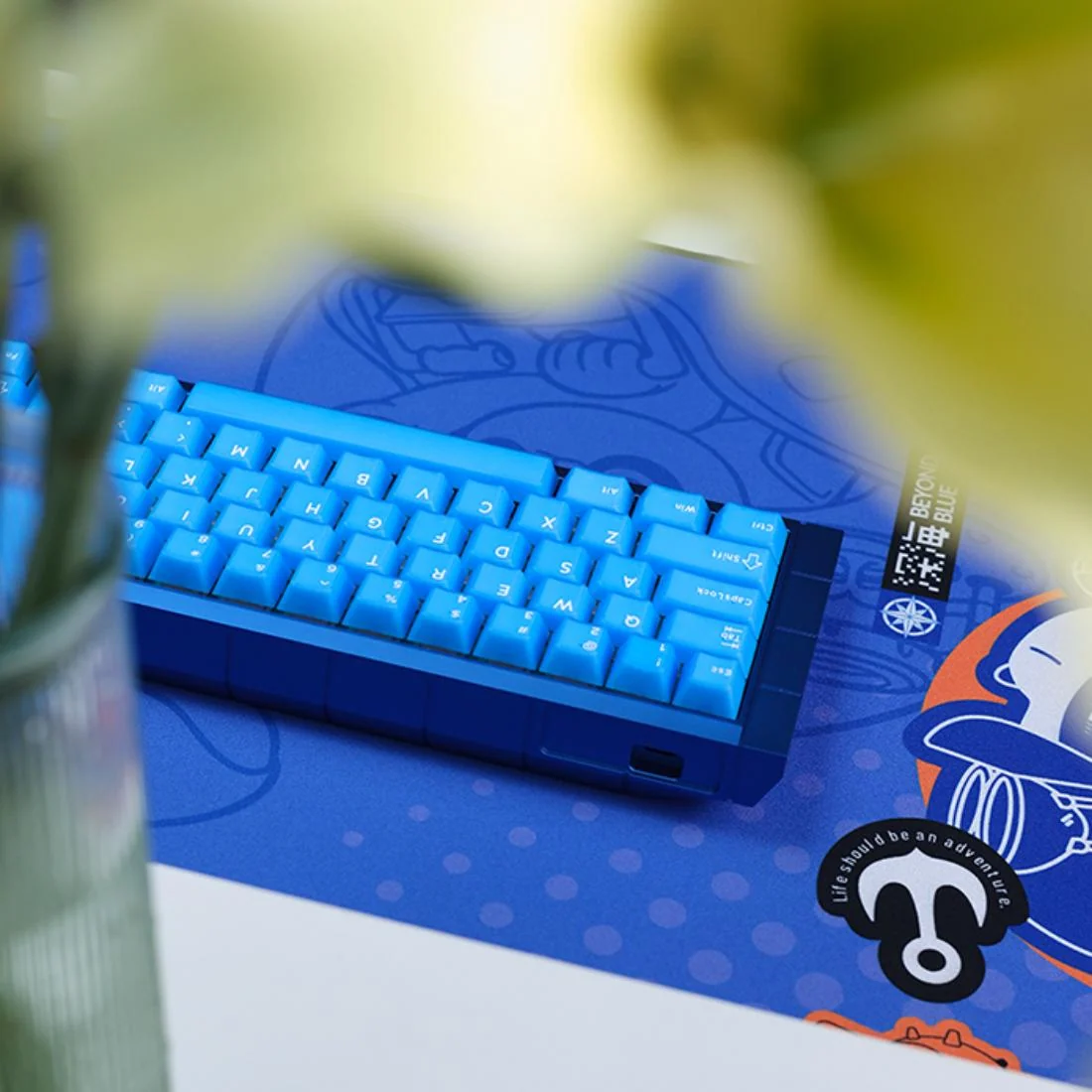 61-Key Layout Deep Sea Blue Double-Shot Keycaps