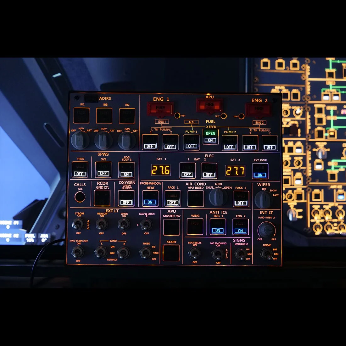 Rowsfire A107 V3.1 A320 MAX Light OVERHEAD Panel for MSFS 2020/2024 - Windows Flight Sim Home Cockpit