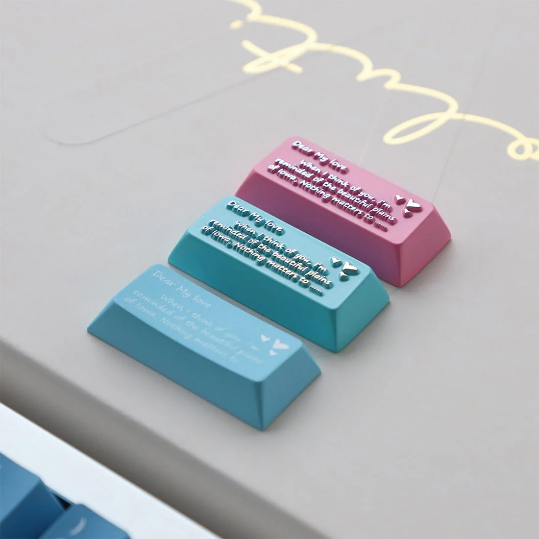 “Sea Mist Romantic Letter” Original-Profile Zinc Alloy Enter Keycap for Mechanical Keyboards