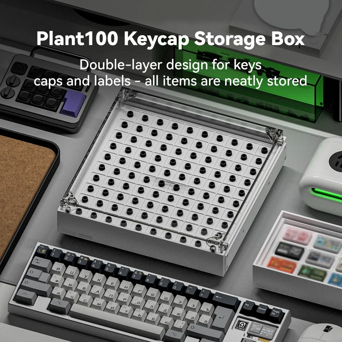 Plant100 3D-Printed Magnetic Keycap Storage & Display Box