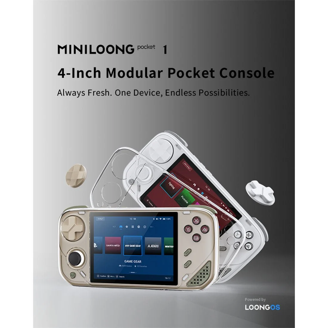 MINILOONG Pocket 1 4-Inch IPS 4:3 Display Open-Source Retro Handheld Game Console