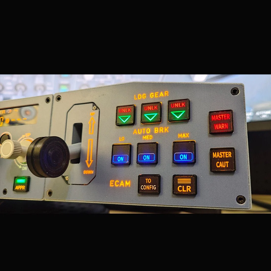 D108 一体式 A320 家用座舱面板 - 集成 FCU+左侧 EFIS+ECAM/起落架/自动刹车警告 适用于 Windows MSFS2020、X-Plane 12（Fenix、FBW、Toliss）预售：15 天