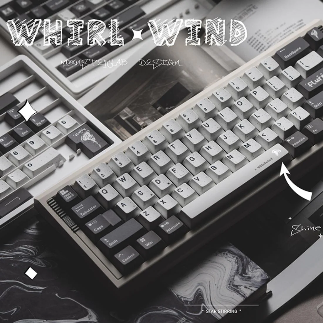 WhirlWind 热升华原厂磁轴键帽（白色+深灰色）