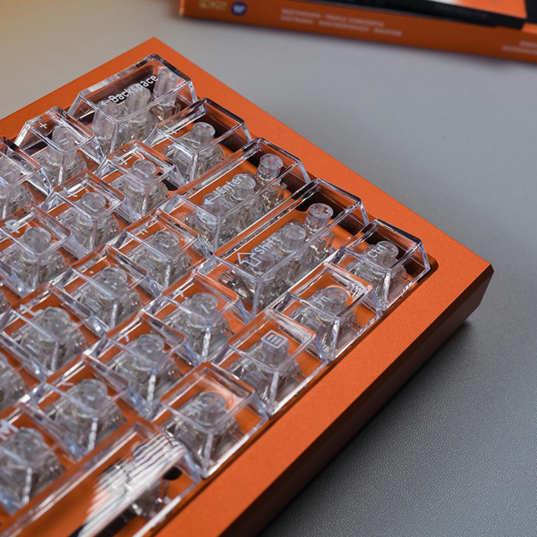 61-Key Layout Crystal Clear PC Keycaps