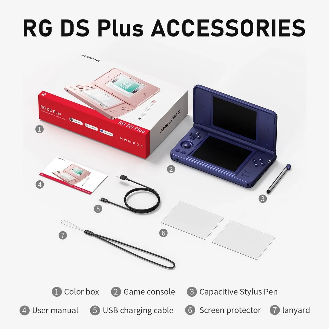 RG DS Plus 4.3-inch Dual-Screen Touchscreen Linux System Retro Portable Handheld Gamepad（16GB Standard）