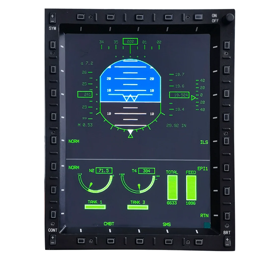 JF-17/FA-18C/F16 MFCD 多功能彩色显示屏，兼容 Windows 平台主流飞行模拟游戏（全尺寸军规版）