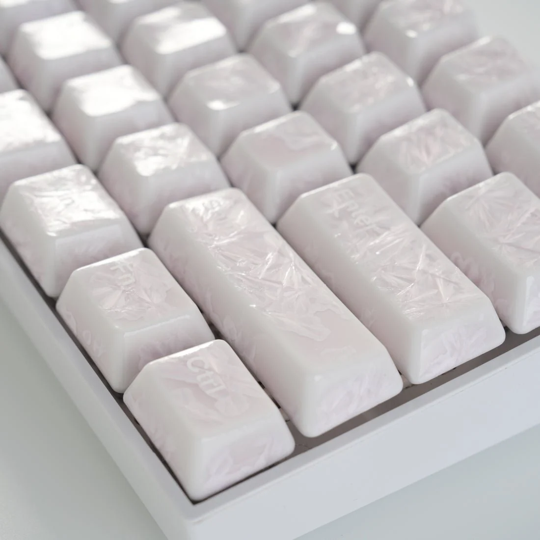 Crystal Texture Ceramic Keycaps, OEM Profile 76/114 keys for Mechanical Keyboard
