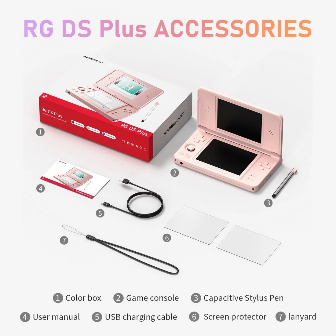 RG DS Plus 4.3-inch Dual-Screen Touchscreen Linux System Retro Portable Handheld Gamepad（16GB Standard）