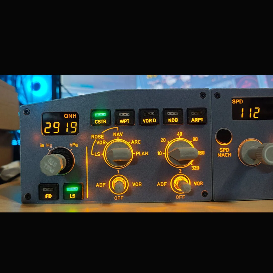 D108 一体式 A320 家用座舱面板 - 集成 FCU+左侧 EFIS+ECAM/起落架/自动刹车警告 适用于 Windows MSFS2020、X-Plane 12（Fenix、FBW、Toliss）预售：15 天