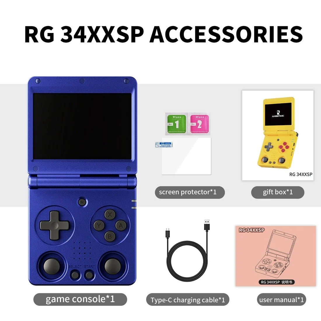 Anbernic RG34XXSP 3.4-Inch Retro Handheld Game Console