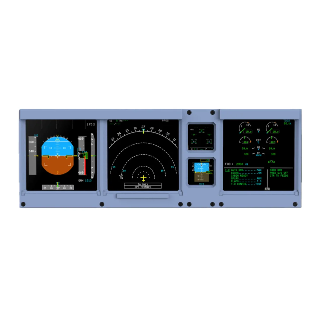 Hoowalt D106 A320/A350/A380 PFD-ND-ECAM-E/WD 4-in-1-Display for MSFS 2020/2024 - Compatible with Fenix, PMBG, FBW & NEOV2 - Windows Home Cockpit Panel(Ships within 30 days)