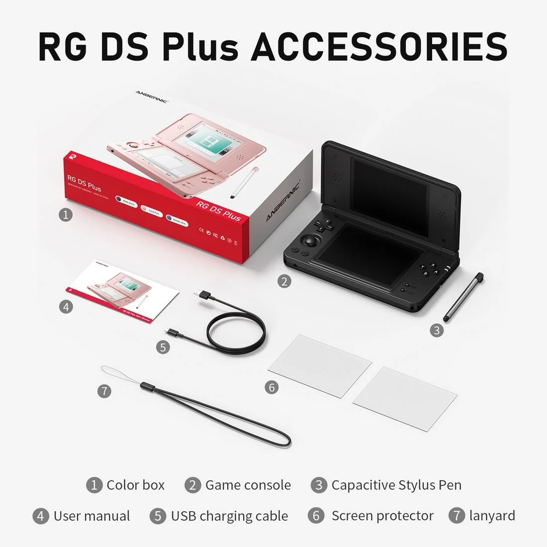 RG DS Plus 4.3-inch Dual-Screen Touchscreen Linux System Retro Portable Handheld Gamepad（16GB Standard）