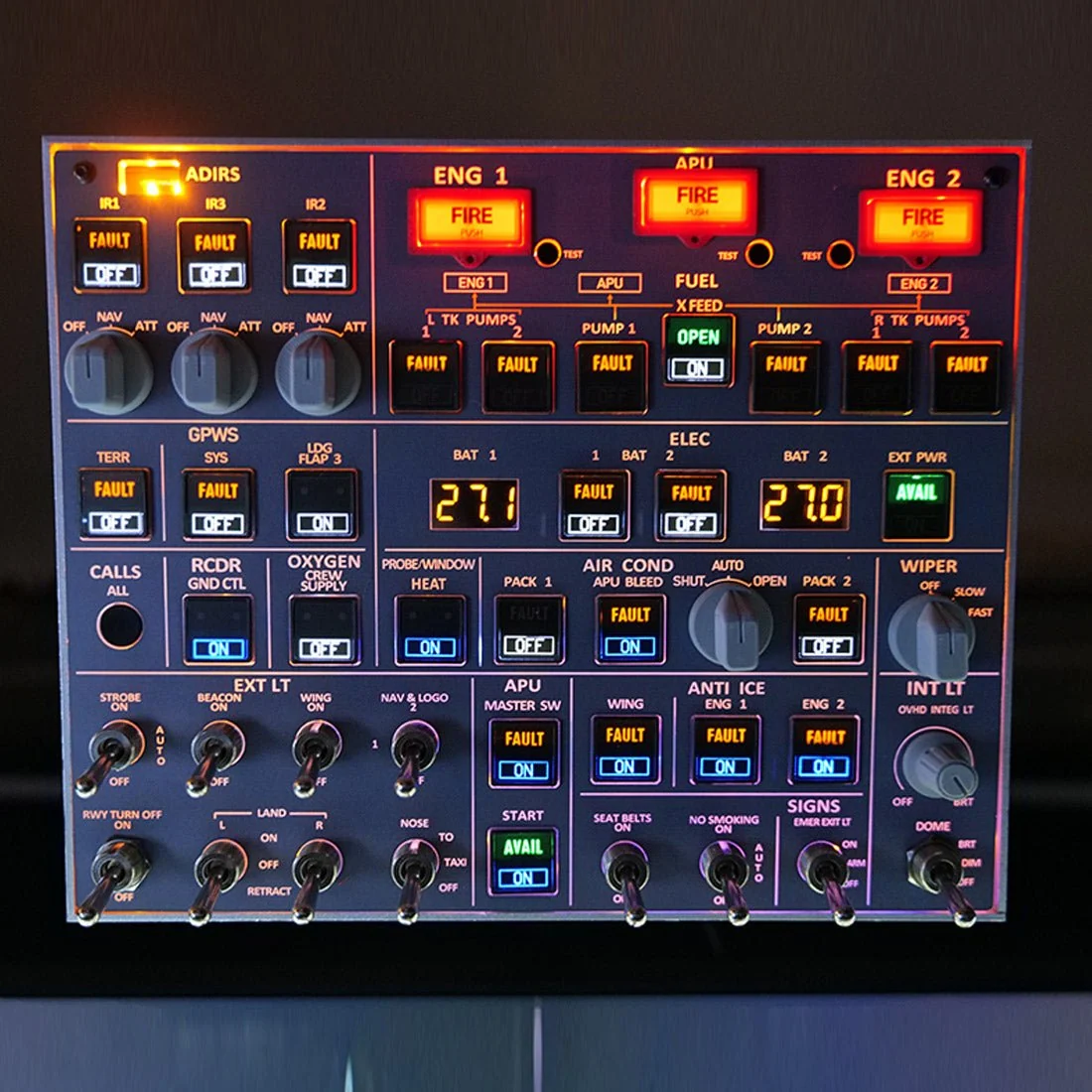 Rowsfire A107 V3.1 A320 MAX Light OVERHEAD Panel for MSFS 2020/2024 - Windows Flight Sim Home Cockpit