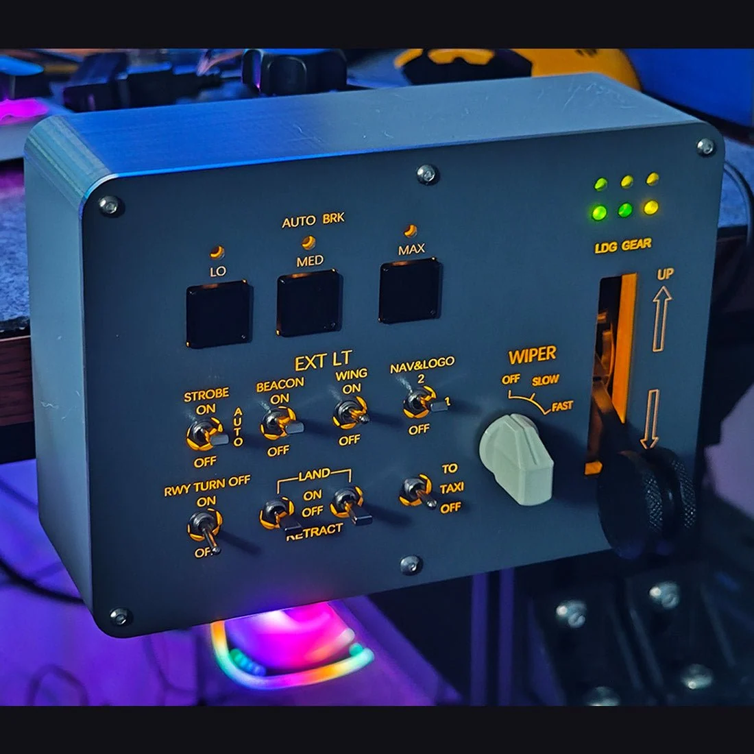 1/1 Scale Backlit Landing Gear and Lights Control Panel for MSFS2020, Windows PC - Compatible with FENIX320