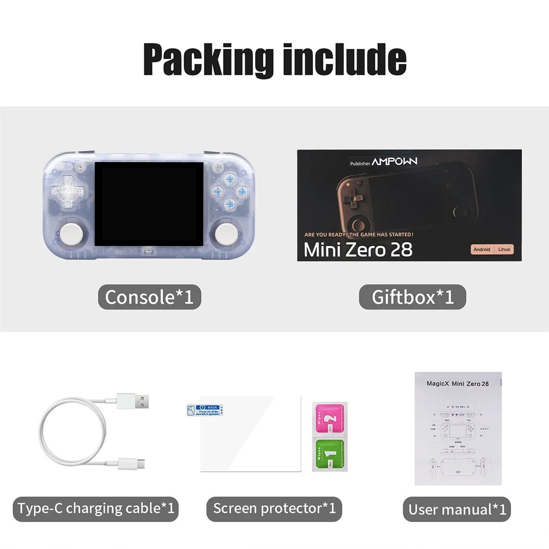 MagicX Mini Zero 28 V2 2.8-Inch Retro Handheld Android Game Console