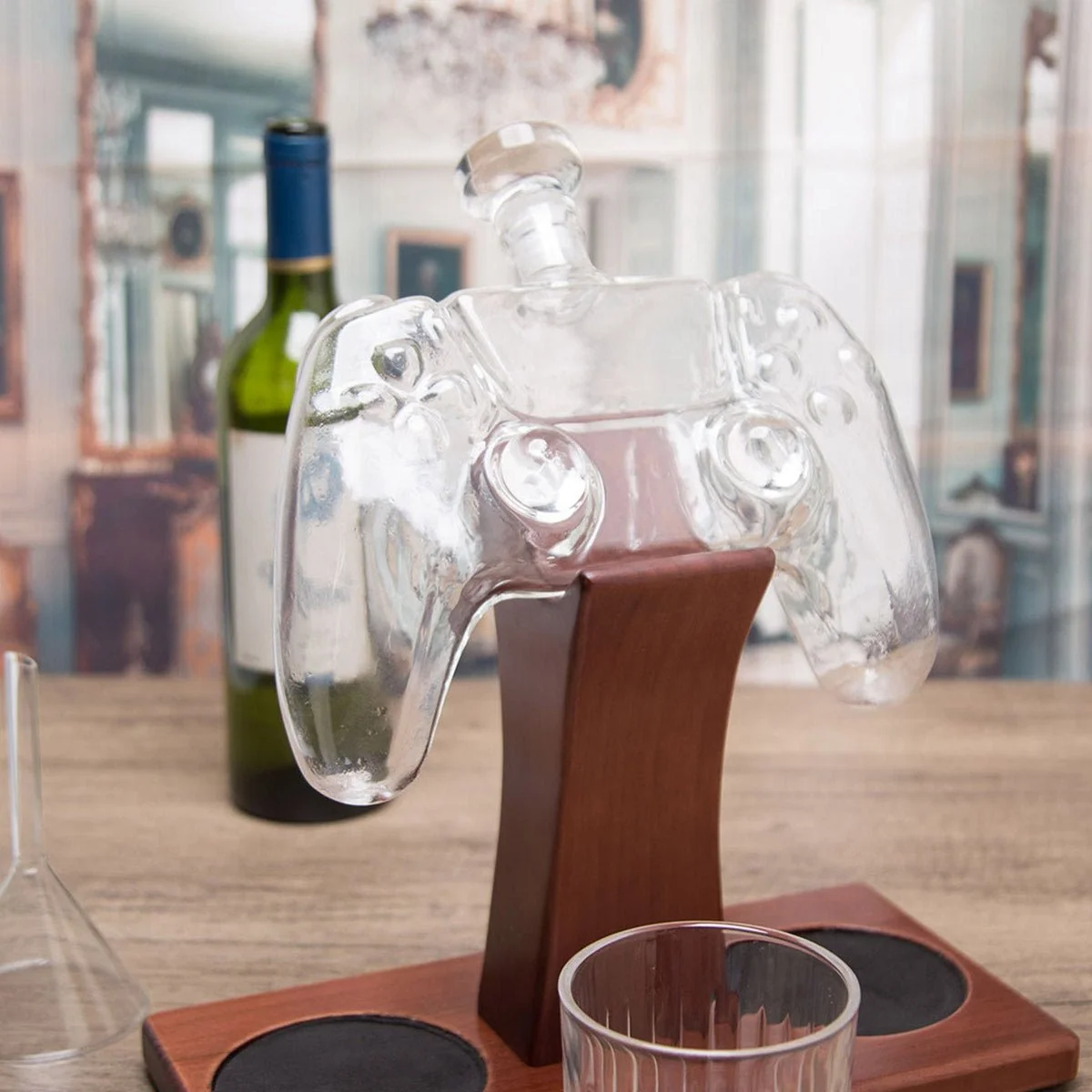 25.4 Oz Game Controller Whiskey Decanter Set with 2 Glasses