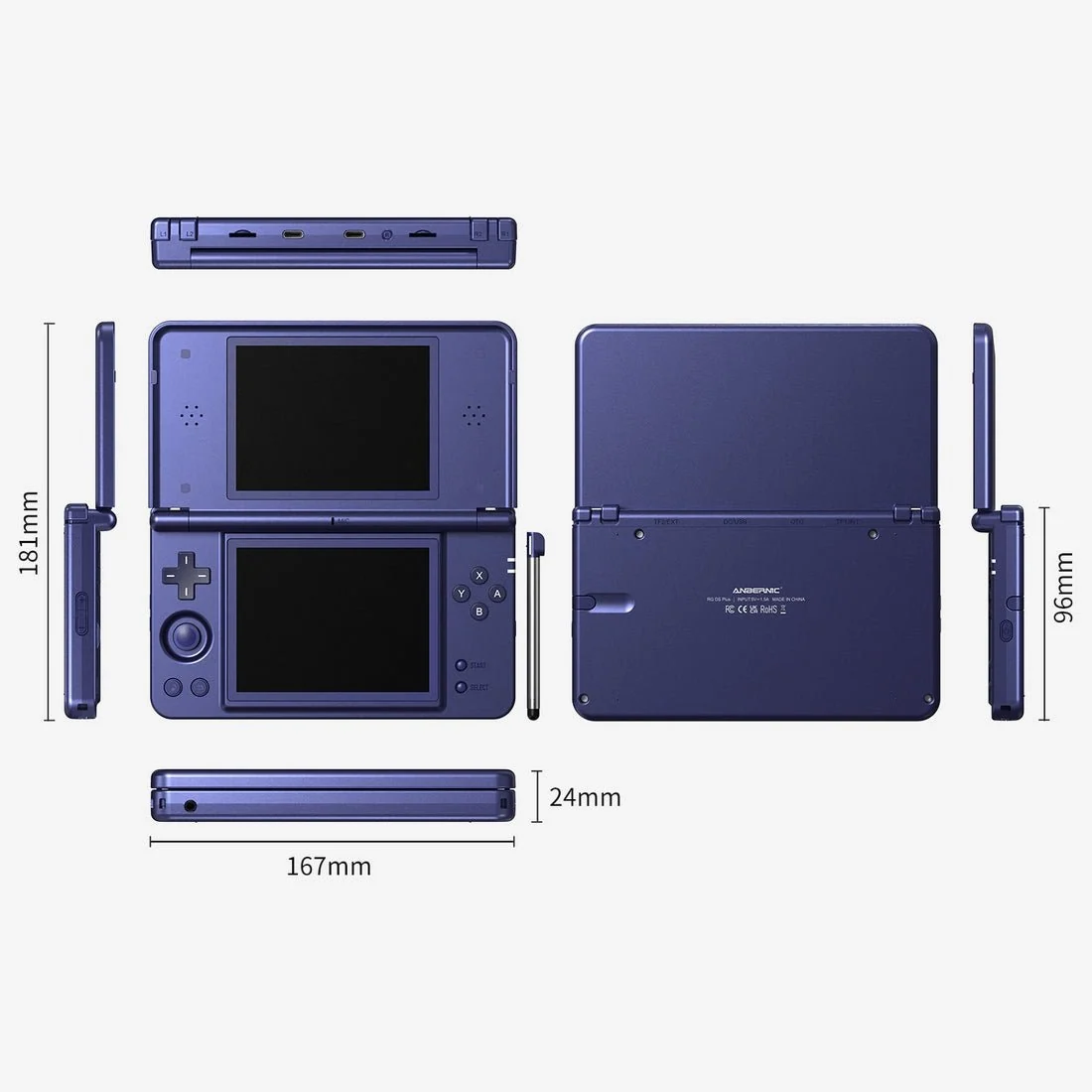 RG DS Plus 4.3-inch Dual-Screen Touchscreen Linux System Retro Portable Handheld Gamepad（16GB Standard）