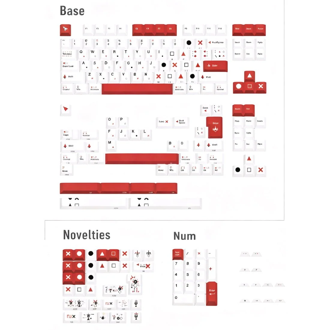 TIC-TAC-TOE Side-Printed Original Magnetic Keycaps (Cold-White+Red)