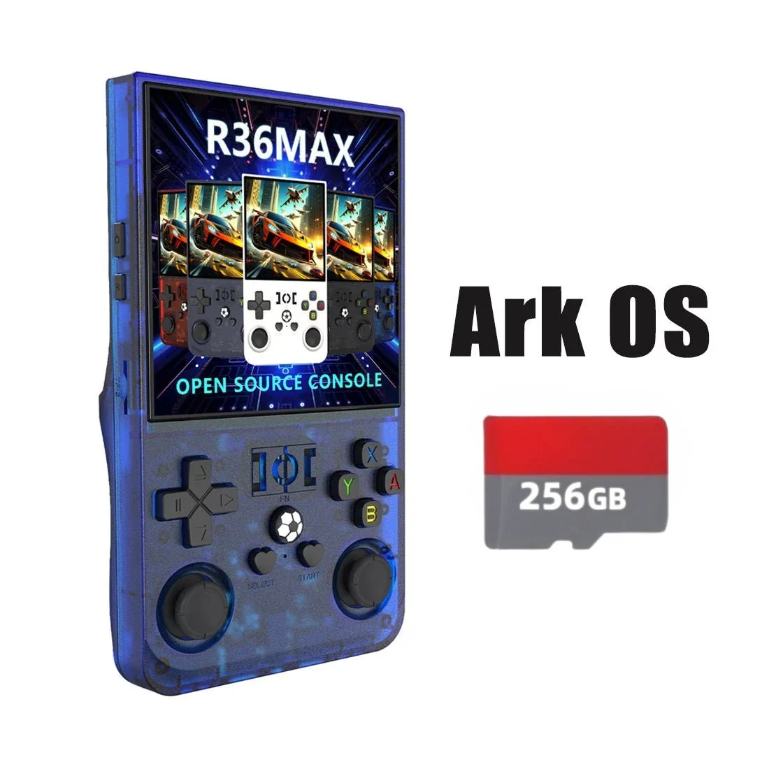 R36MAX Ark OS 4-Inch Retro Handheld Game Console with Carry Case