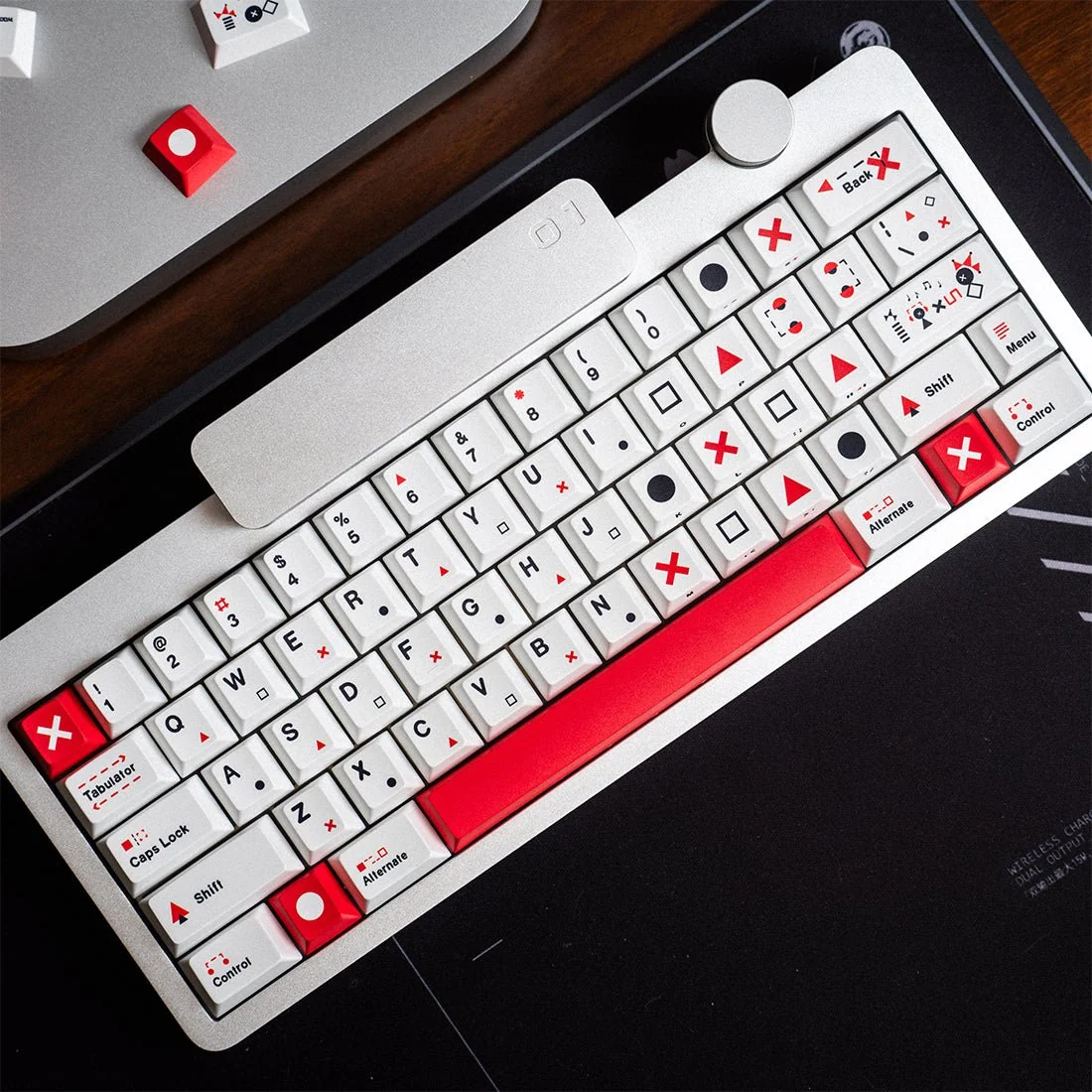 TIC-TAC-TOE Side-Printed Original Magnetic Keycaps (Cold-White+Red)