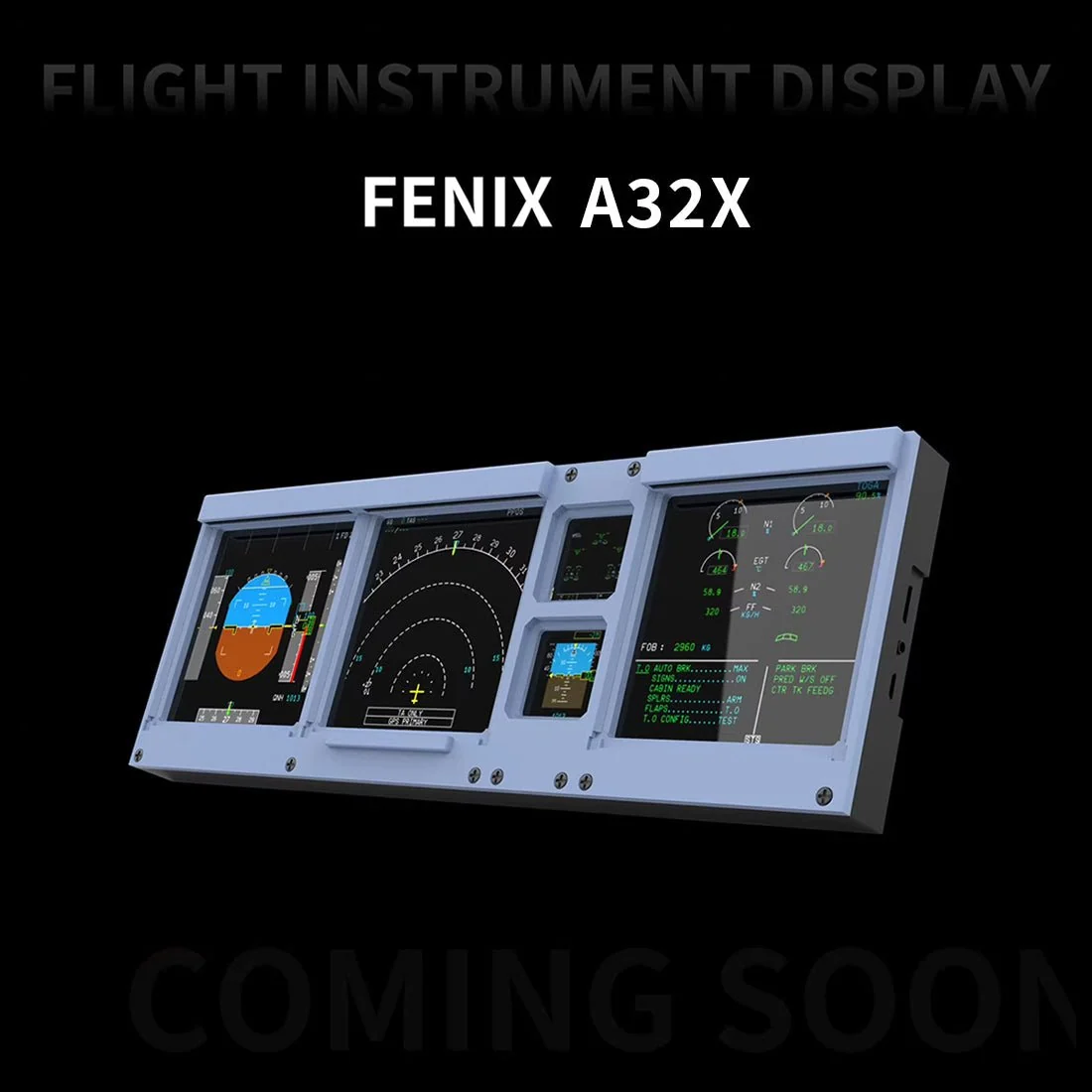 Hoowalt D106 A320/A350/A380 PFD-ND-ECAM-E/WD 4-in-1-Display for MSFS 2020/2024 - Compatible with Fenix, PMBG, FBW & NEOV2 - Windows Home Cockpit Panel(Ships within 30 days)