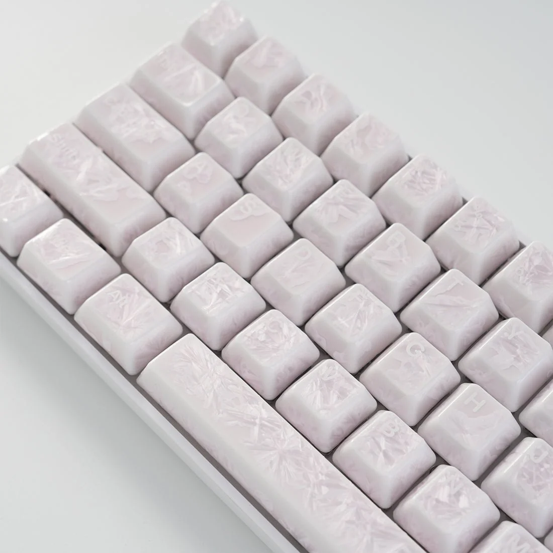 Crystal Texture Ceramic Keycaps, OEM Profile 76/114 keys for Mechanical Keyboard