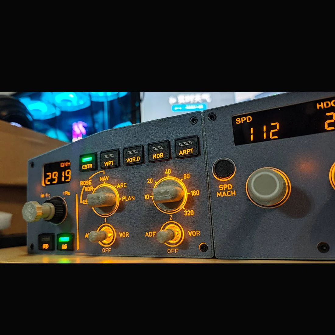 D108 一体式 A320 家用座舱面板 - 集成 FCU+左侧 EFIS+ECAM/起落架/自动刹车警告 适用于 Windows MSFS2020、X-Plane 12（Fenix、FBW、Toliss）预售：15 天