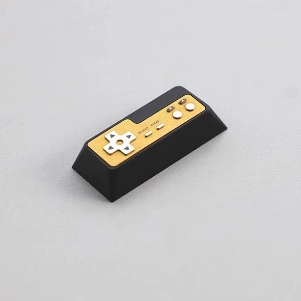 Original CNC Zinc Alloy Red & White Console Handle Enter Keycap for Mechanical Keyboards (Anodized Black)
