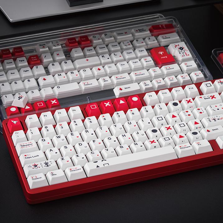 TIC-TAC-TOE Side-Printed Original Magnetic Keycaps (Cold-White+Red)