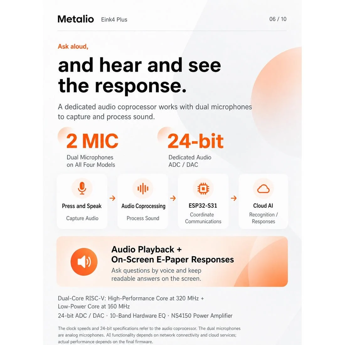 Metalio E-INK4 AI 电子阅读器，电子墨水触屏