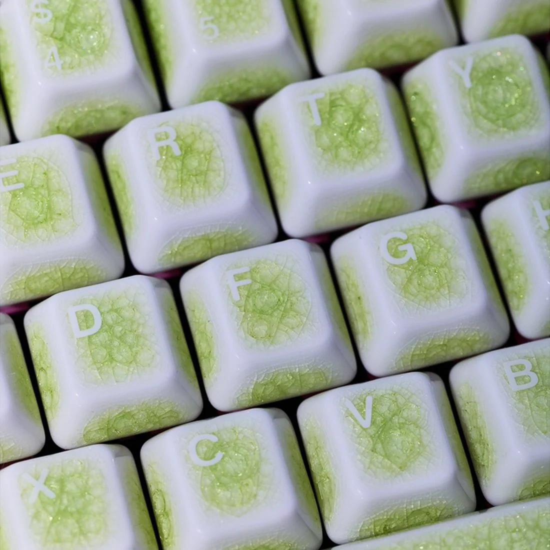 Crackle Ceramic Keycaps Set, OEM Profile 76/114 Keys for Mechanical Keyboard