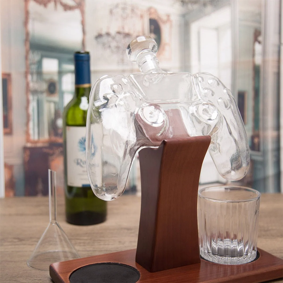 25.4 Oz Game Controller Whiskey Decanter Set with 2 Glasses