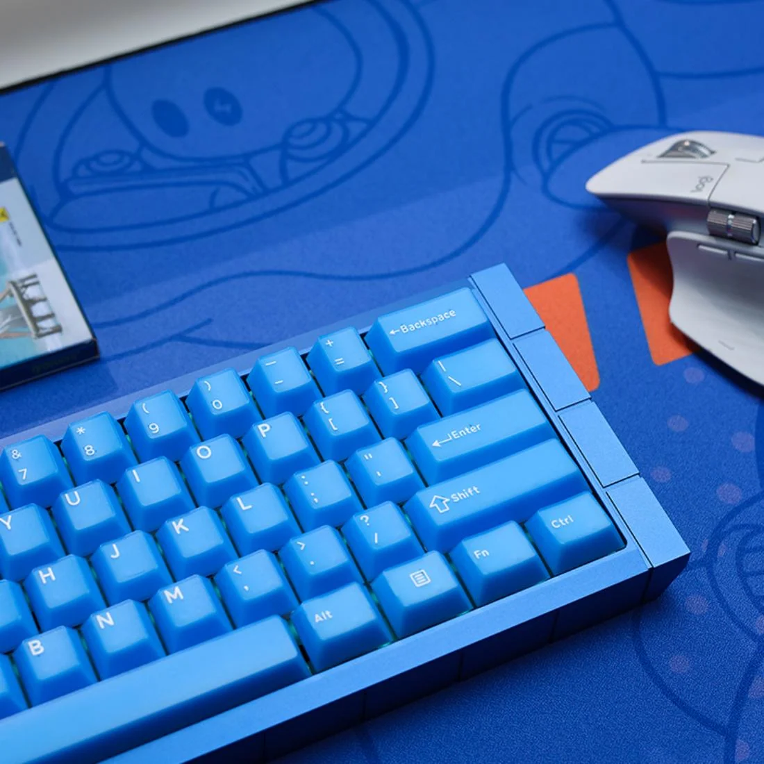 61-Key Layout Deep Sea Blue Double-Shot Keycaps