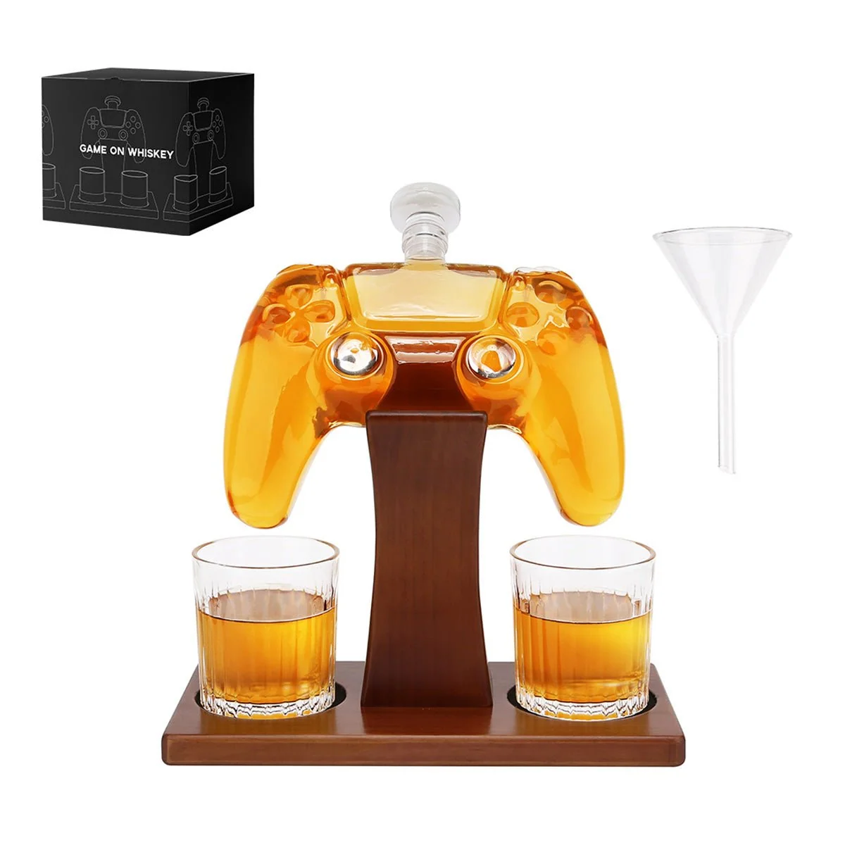 25.4 Oz Game Controller Whiskey Decanter Set with 2 Glasses