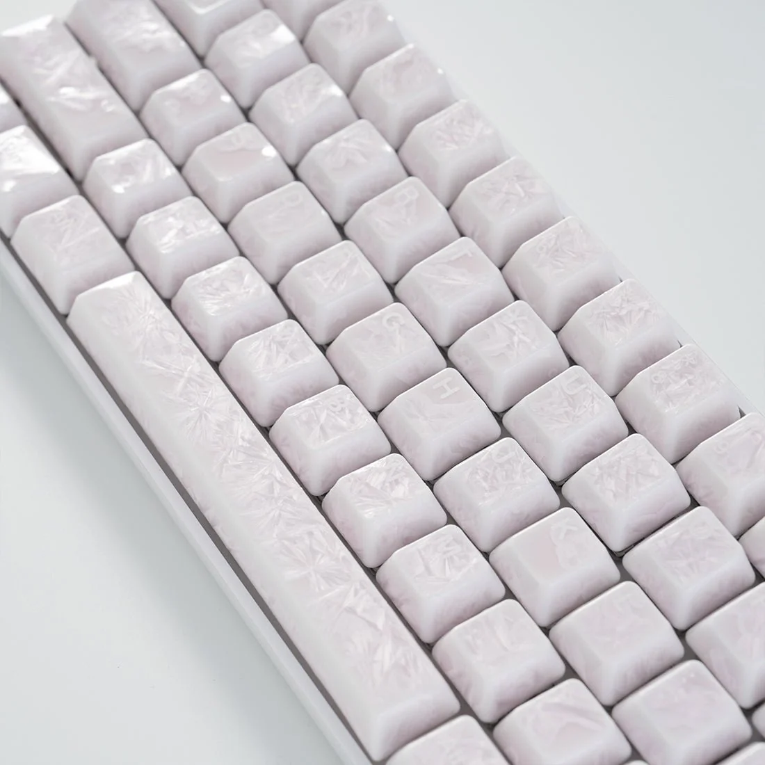 Crystal Texture Ceramic Keycaps, OEM Profile 76/114 keys for Mechanical Keyboard