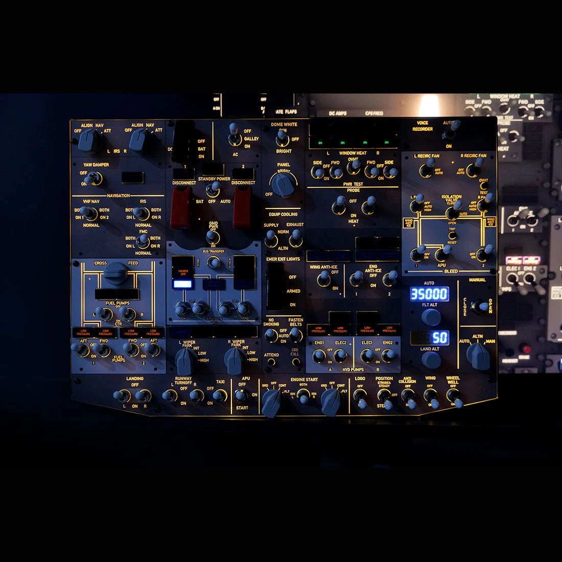 Rowsfire B107 B737 Light OVHD OVERHEAD Panel for MSFS 2020/2024, Xplane 12