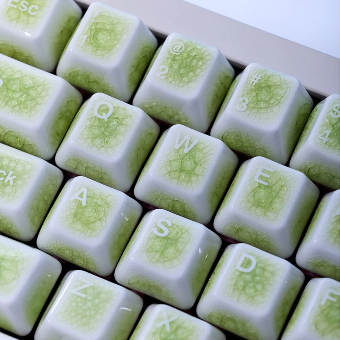 Crackle Ceramic Keycaps Set, OEM Profile 76/114 Keys for Mechanical Keyboard