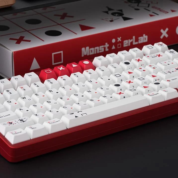 TIC-TAC-TOE Side-Printed Original Magnetic Keycaps (Cold-White+Red)